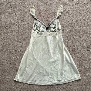 Eblin Lingerie Satin Lace Embroidered Chemise Womens Size S Coquette Feminine